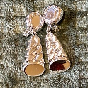 Monet Clip On Twisted Silver Cone Silver tone  Earrings Classic Dangle Earrings